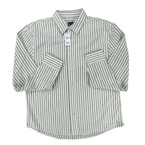 RSQ Green White Stripe Long Sleeve Button Down Shirt Men's Size S‎ NWT